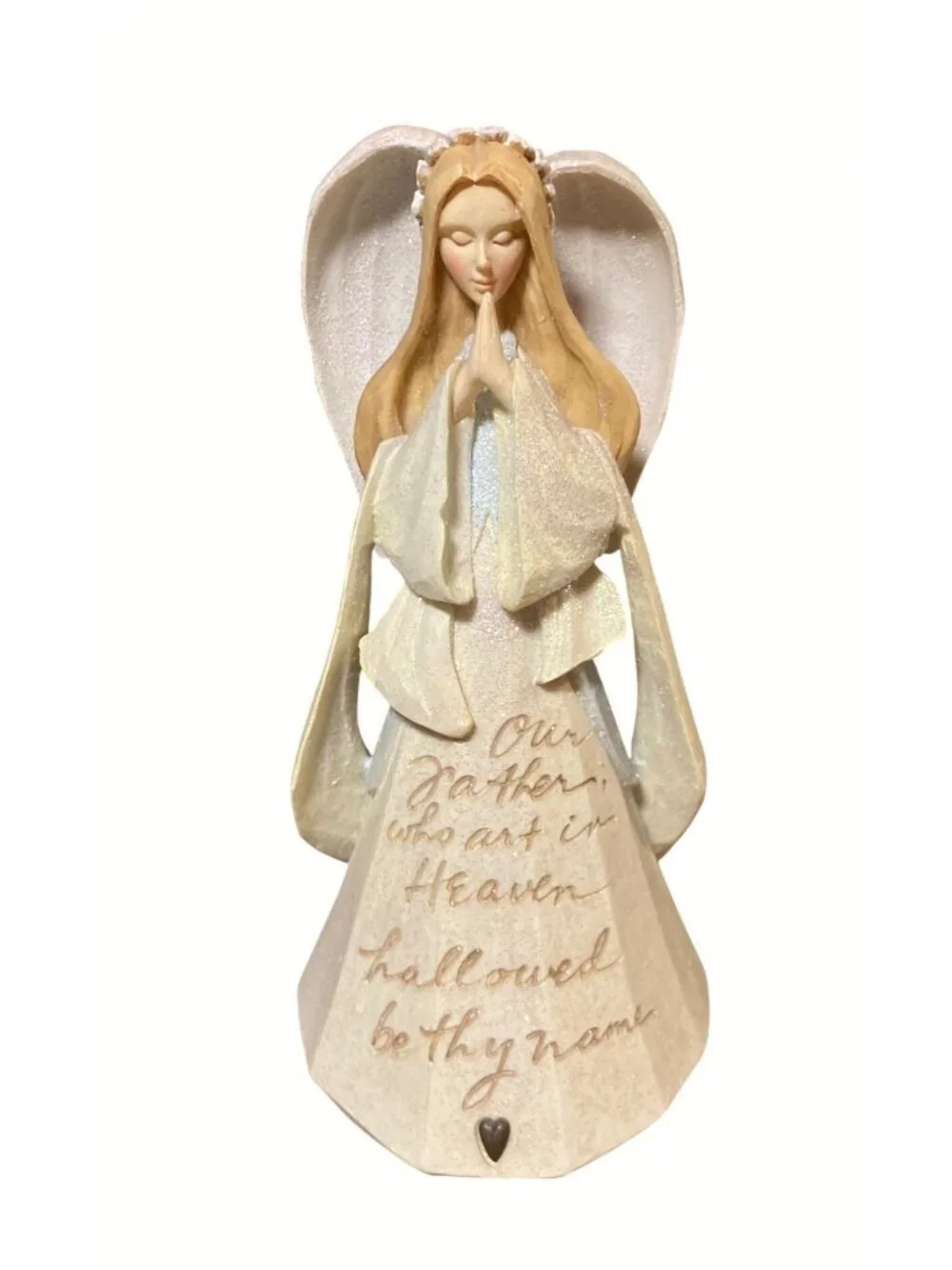 Foundations Enesco 2006 Angel Figurine With Lord's Prayer Text By Karen Hahn